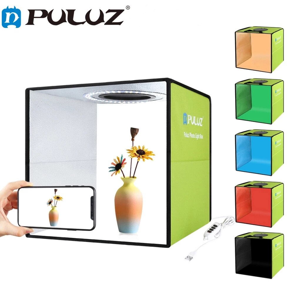 PULUZ 20/30cm Lightbox Mini Foldable Photo Studio Box Photography LED 30cm Lightbox Studio Shooting Tent kit &amp; 6 Color Backdrops