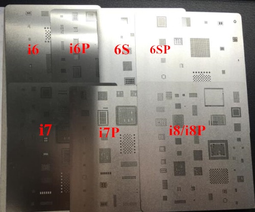 7 ピース/ロット bga を reballing の reball ステンシルのための iphone 6 6 プラス 6s 6 s-plus 7 7 プラス 8 /8 プラス cpu 電源タッチ wifi ic hdd