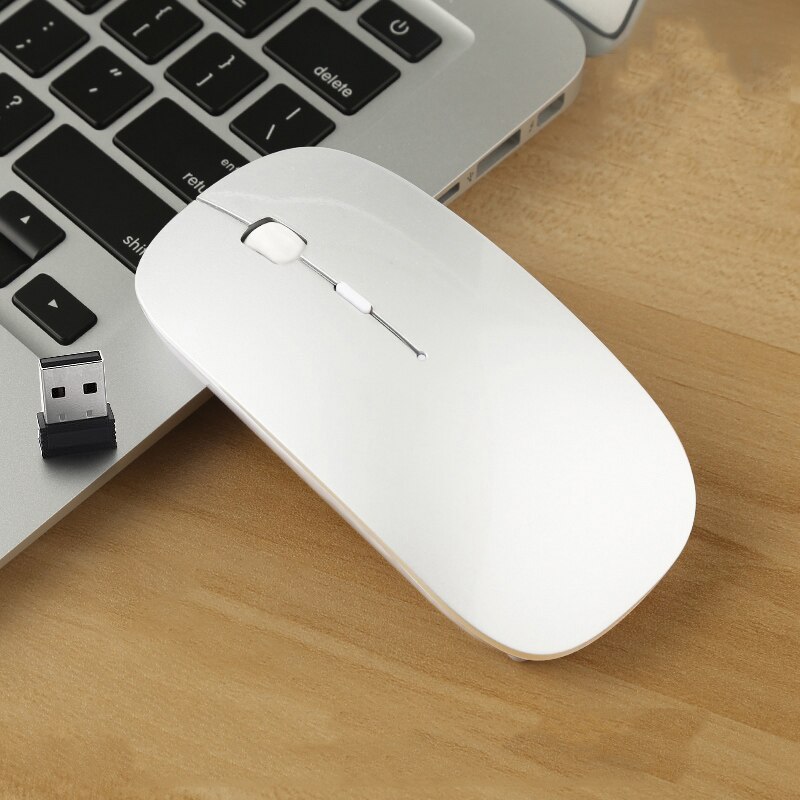 Draadloze muis usb computermuis mini ergonomische optische stille pc-muis 2.4 ghz energiebesparende kantoormuis voor laptop pc notebook: Wit