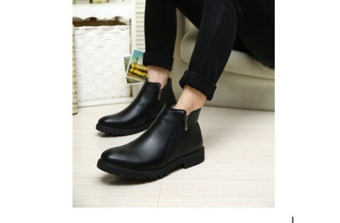 Automne et hiver chaussures en coton pour hommes en cuir bottes Chelsea Martin imperméables bottes tendance britannique chaussures pour hommes: Black / 8.5