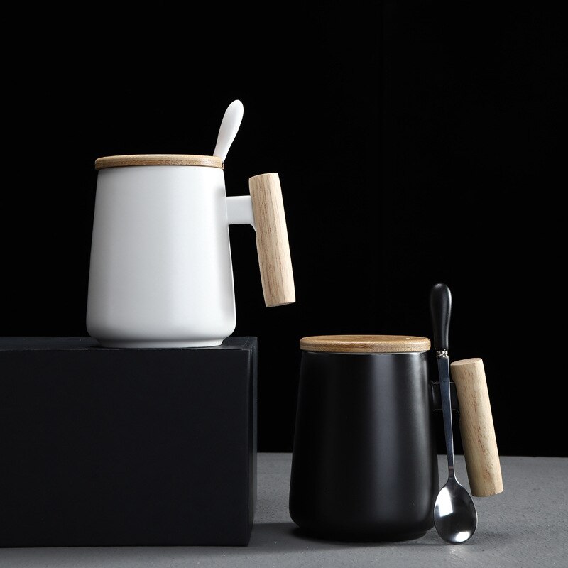 Creatieve Keramische Mok Houten Handvat Koffie Tumbler Cups Tazas De Ceramica Creativas Geurende Thee Melk Sap Cafe Tuimelaars Mokken