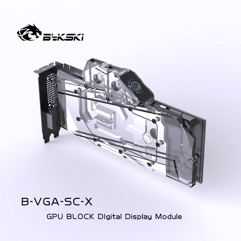 BYKSKI with Digital GPU Terminal Block for Computer GPU Cooling Water Block Cooler Kit Transparent Base for Acrylic Computer GPU