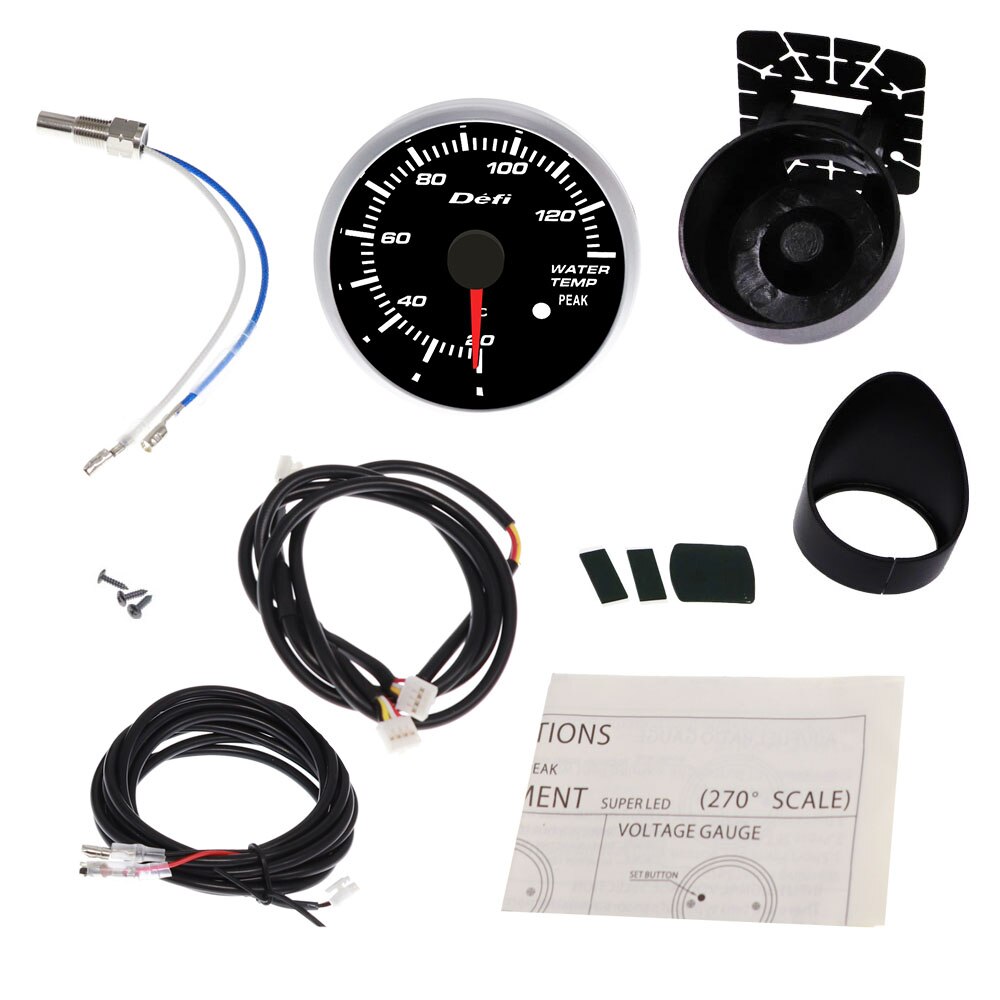 Universal df bf auto gauge varvräknare mätare med rött vitt ljus volt vatten temp oljepress vakuumförstärkning ext temp a/f ratio mätare