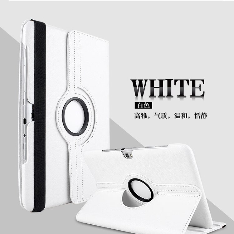 360 draaibare beugels, flipstandaard, leren hoes voor samsung galaxy note 10.1 gt-n8000 n8000 n8010 n8020 tablethoes + pen: Wit