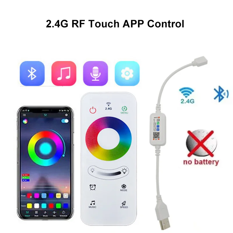 USB Bluetooth WIFI LED Strip RGB Controller IR Remote Dimmer Music Phone APP Control Brightness Adjust for 5050 2835 Tape Light: Wathet