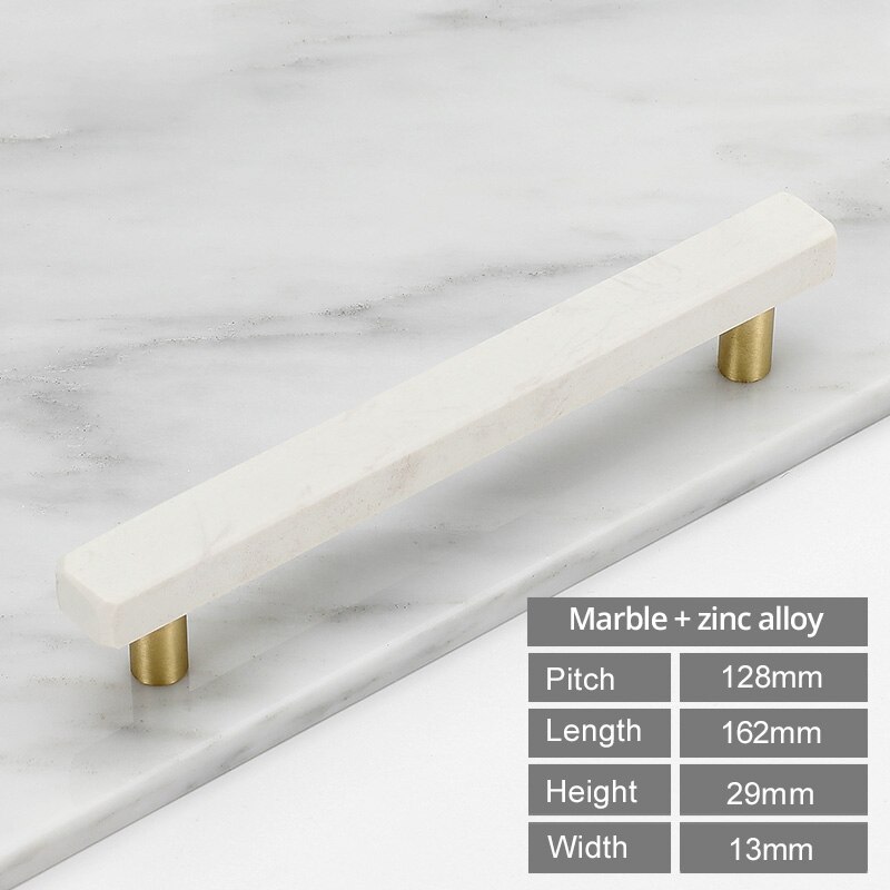 Marmer Deurgrepen En Knoppen Voor Meubels Zinklegering Kast Keuken Kast Dresser Schuifladegrepen Pulls Stone Rock Beige: Black