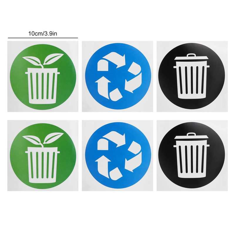Workplaces Dustbin Sticker PVC Stickers Circular Garbage Collection Recycle Decal Trash Sticker Indoor for Outdoor