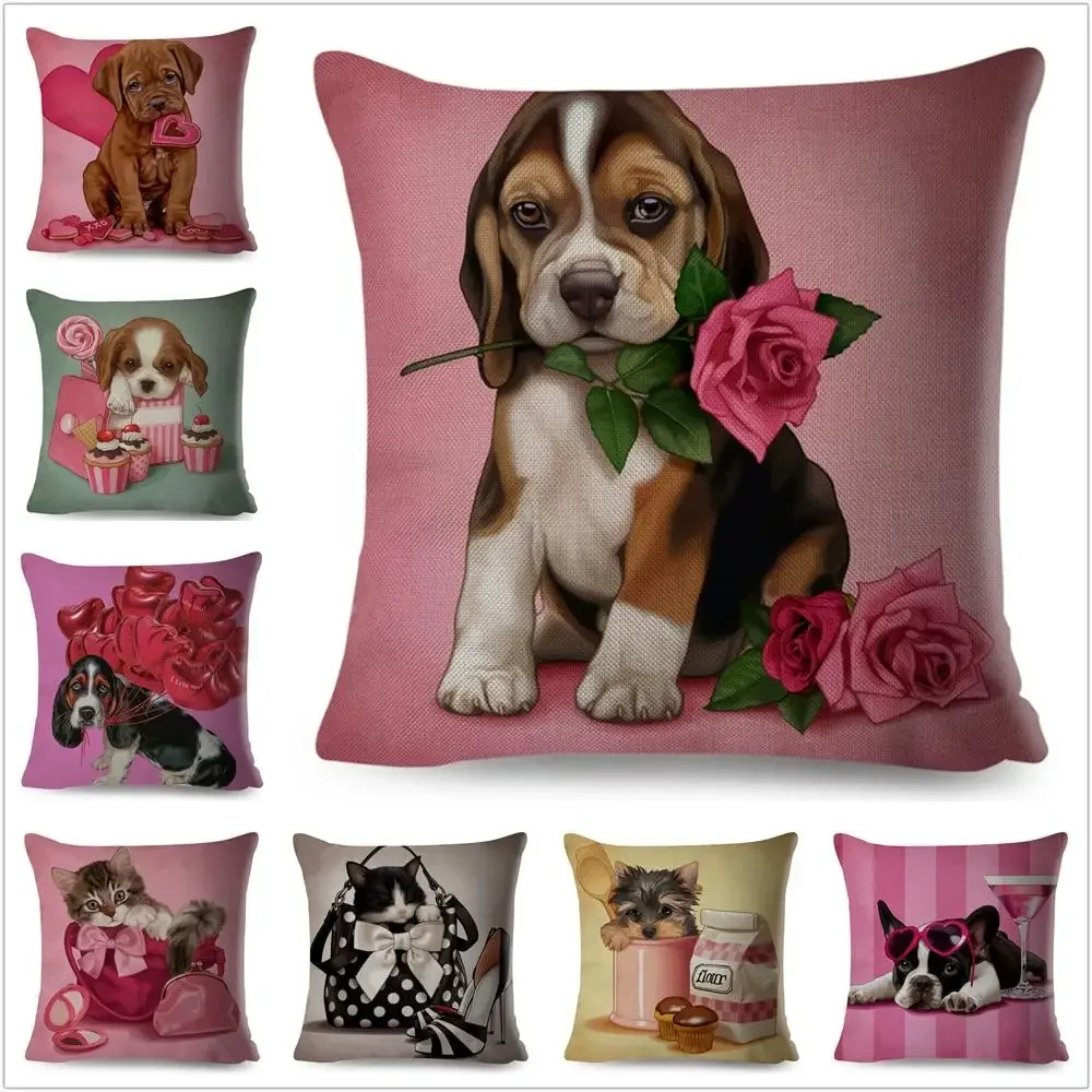 Farbe niedlichen Cartoon Haustier Hund Kissen bezug Kissen bezug Sofa Home Auto Dekoration Tier