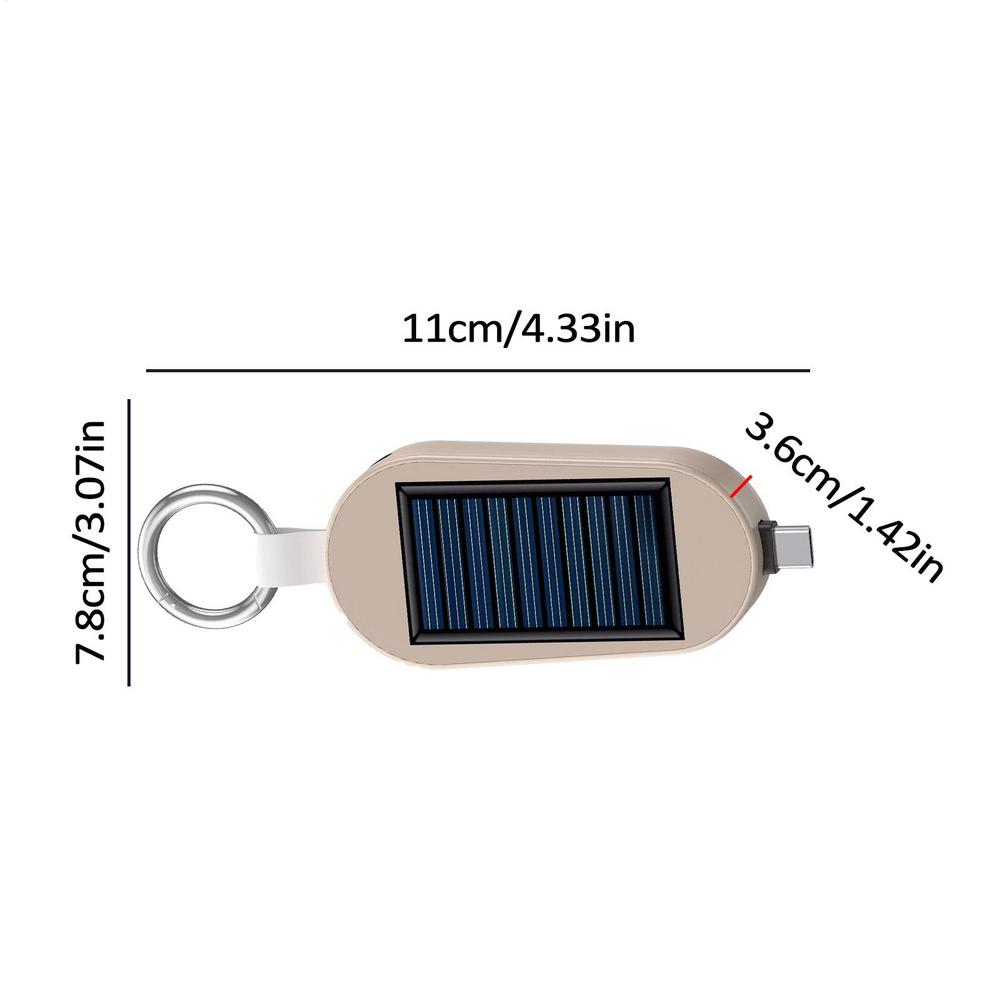 Solar--Schlüsselanhänger-Ladegerät, Solar--Powerbank, schnelles Aufladen, kabelloses Ladegerät, Solar--Taschenladegeräte, externer Powerbank-Schlüsselanhänger: grau