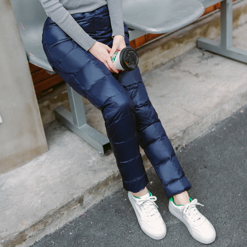 Dunbukser vinter mænd kvinder tykke varm hvide andedun sportsbukser udendørs vindtætte vandtætte camping vandrebukser 5xl