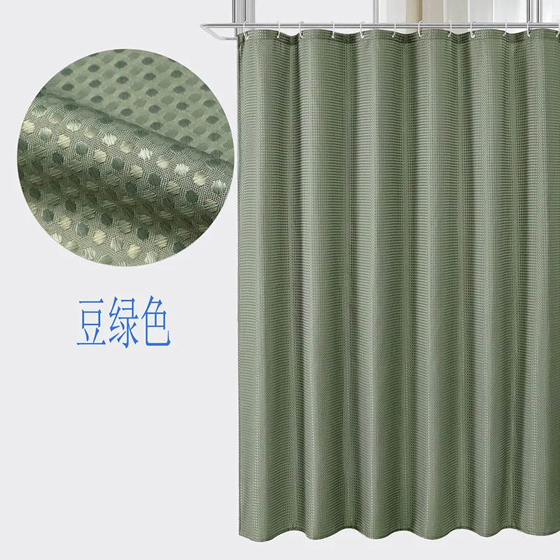 Curtain Bathroom Bathroom Punch-free Shower Curtain Fabric Plain Waterproof and Mildew-proof Polyester Shower: Regular / Blue