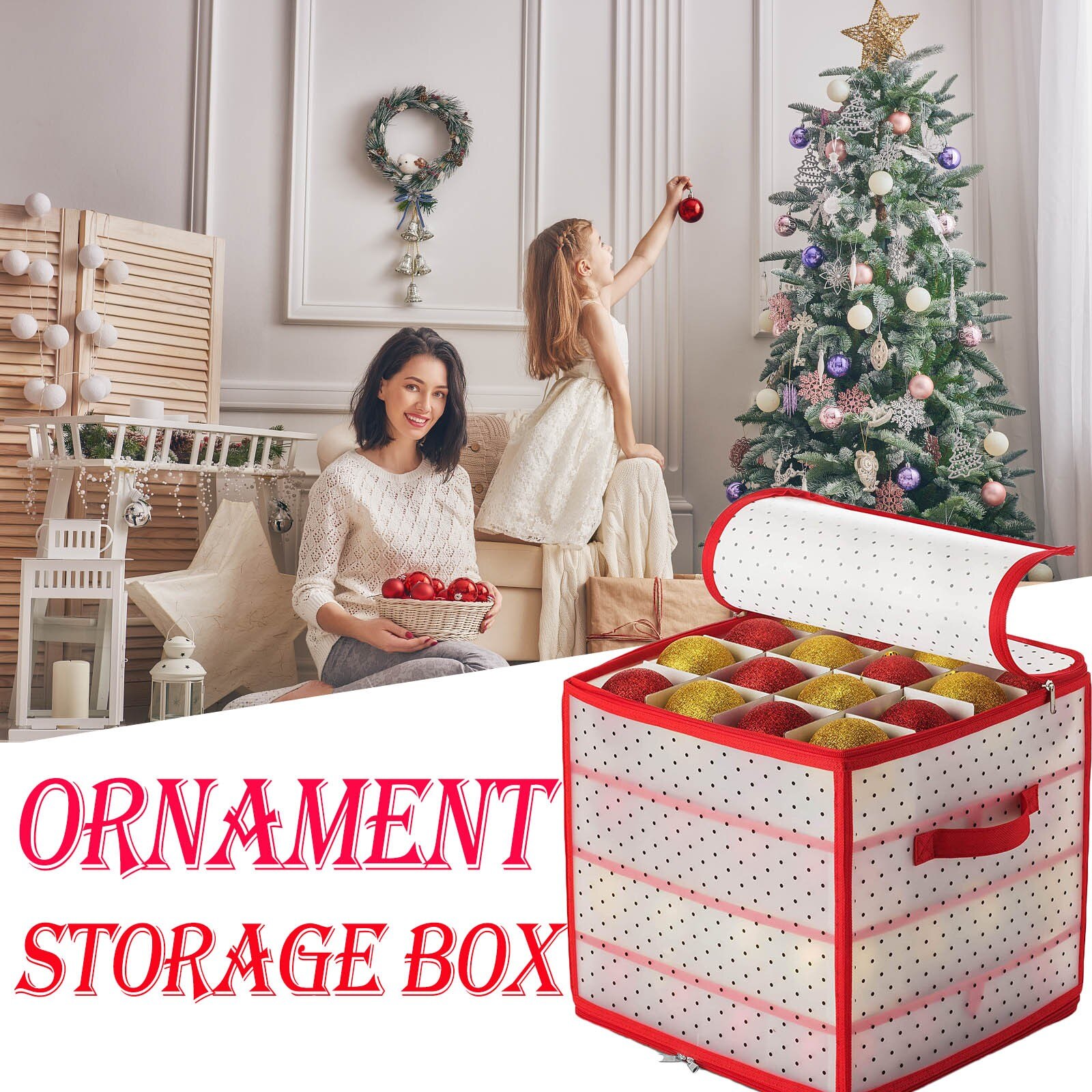 Opvouwbare Opslag Kerstboom 64 Kerstballen Opbergdoos Ornament Xmas Tree Decoratie Doos Storage Boxes Bins Manden Органайзер: Donkergroen