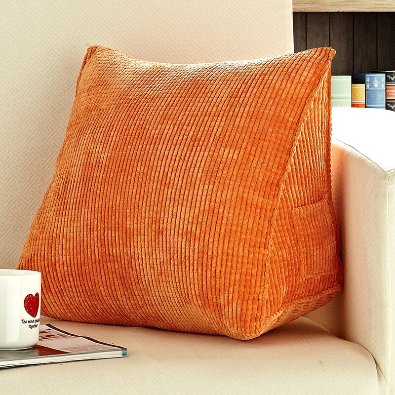 Sängläskudde mjuk trekantig stor ryggkudde för säng soffa bäddsoffa kudde tvättbar ryggstödskudde för säng: Orange / 60 x 50 x 30cm