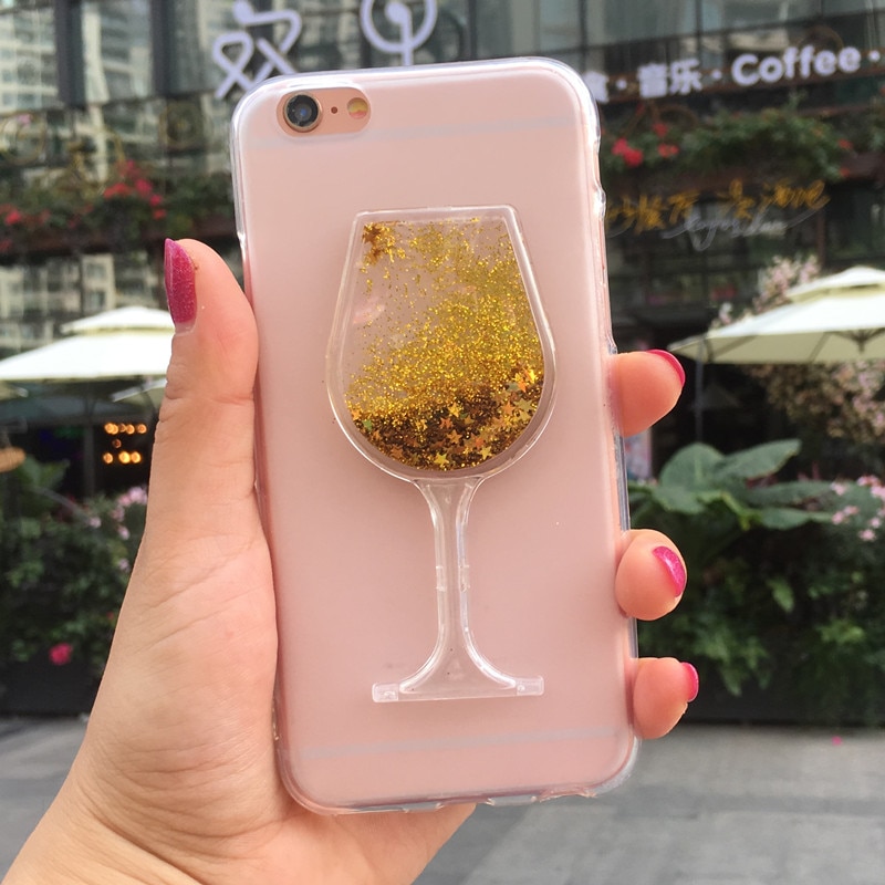 Glitter Liquid Case for TP-Link Neffos X9 C9A C5A Wine Glass Case for TP-Link Neffos C9 Silicone Soft Phone Cases Back Cover