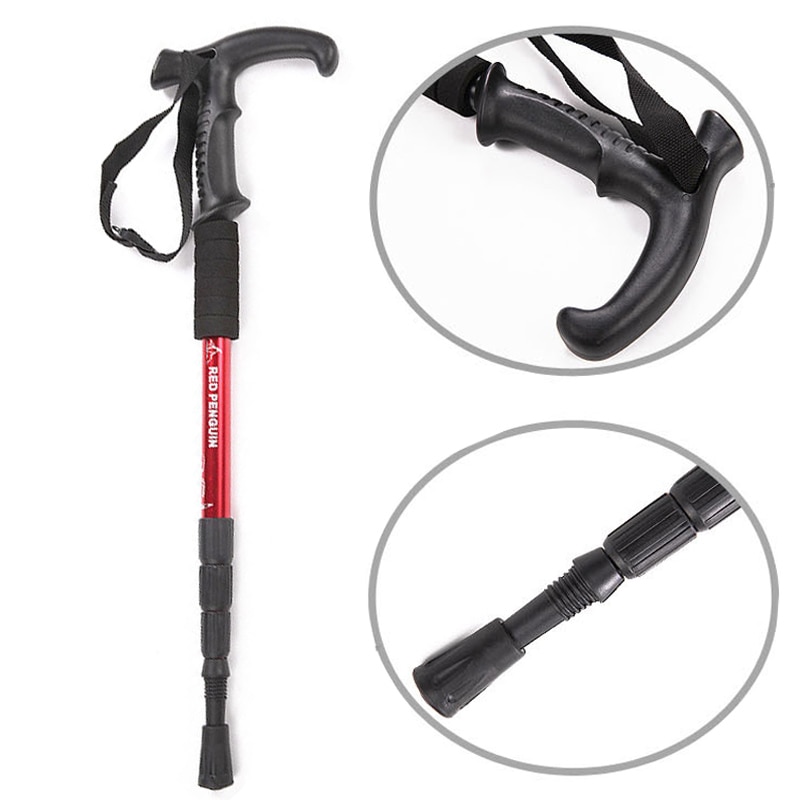 Alpenstock aluminum collapsible T-handle Nordic walking sticks for men and women multifunction alpenstock