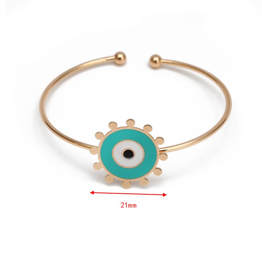 Lucky Eye wielokolorowy turecki Evil Eye bransoletka złoty kolor otwarta bransoletka Bangle regulowany dla kobiet biżuteria dziewczęca BE115