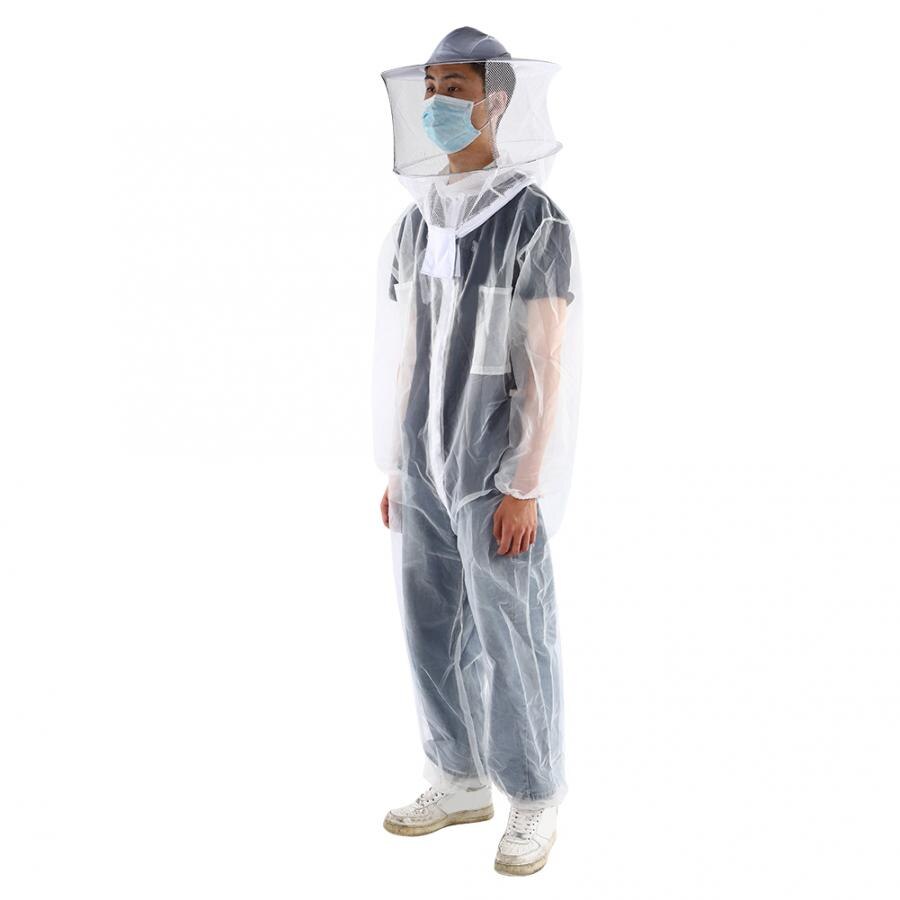 Beekeeper Anti Bee Biting Transparent One-Piece Nylon Mesh Beekeeping Suit Bee Clothing Supplies