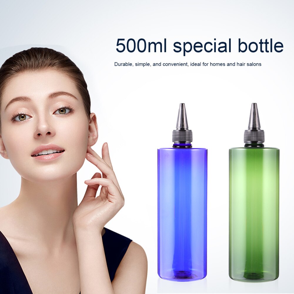 4 Stuks 500Ml Haarverf Fles Wees Mond Haar Kleur Fles Applicator Opslag Container Hervulbare Flessen (Blauwe Fles en Gree