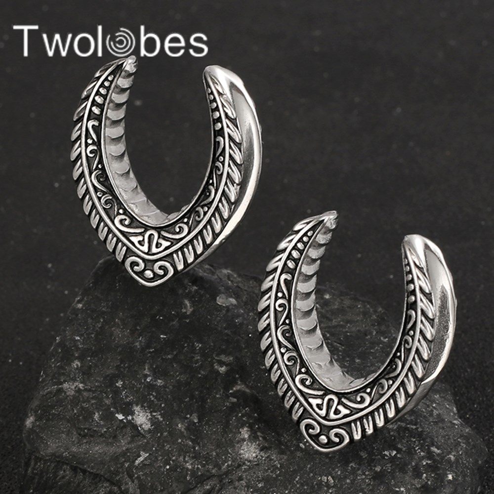 Twolobes 2 STUKS Vintage Zadel Oor Tunnels Stekkers 316 Rvs Expander Meters Brancards Piercing Lichaam Sieraden Mode
