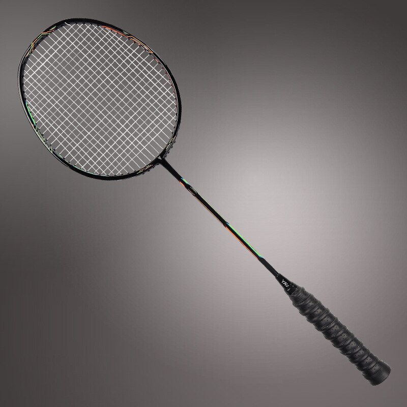 Duplo colorido raquete de badminton carbono puro ultra leve único pacote para iniciante estudante badminton raquete lj3027jxd: BLACK