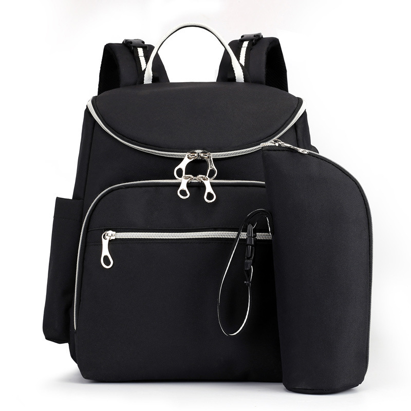 Style coréen-style sac à couches grande capacité Oxford tissu sac à dos en plein air sac de voyage sac: Black