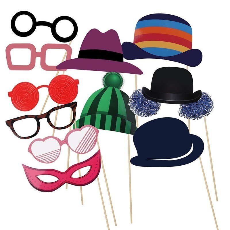 58PCS Grappige Glazen Photo Booth Props Feestartikelen Hoed Snor Lip Masker Foto Props Bruiloft Verjaardagsfeestje Decoraties Volwassen