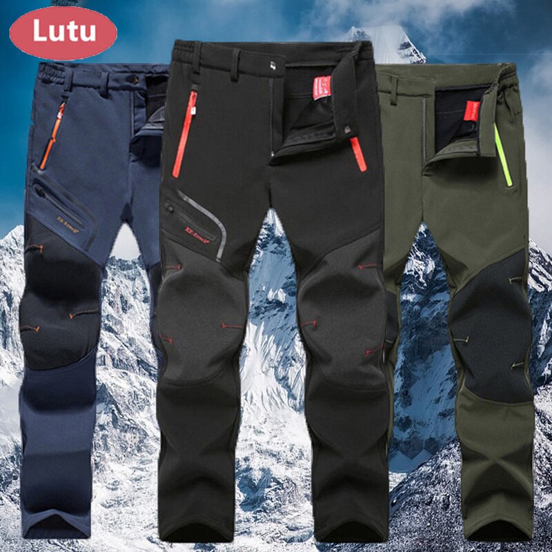 LUTU warm Autumn Winter Softshell Hiking Pants Men Waterproof Outdoor Trousers Sports Camping Trekking cycling ski fleece Pants