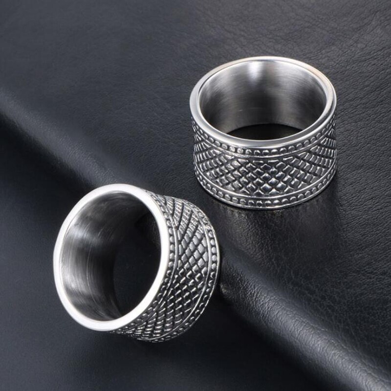 12MM Wide Ring Men Solid Stainless Steel Boys Mens Rings Man Big Size 12 13 Male Biker Jewelry