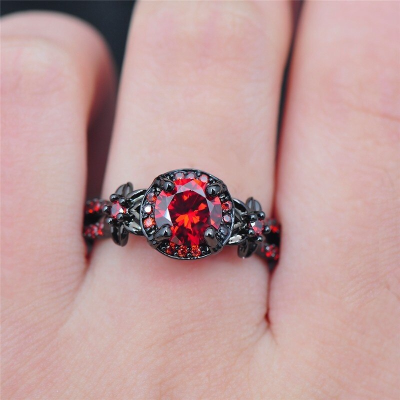 Female engagement ring Purple & Red Filled Jewelry Vintage Wedding Rings For Women bague femme anelli donna jewelry