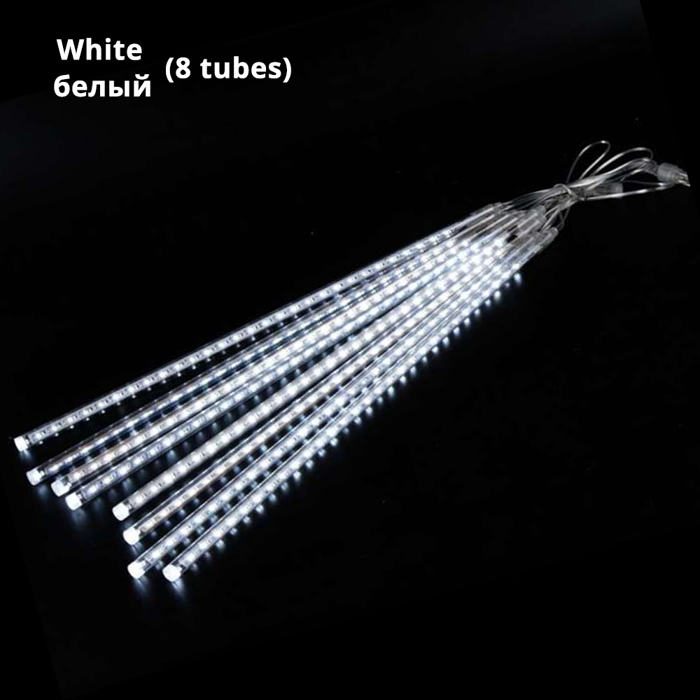Waterdichte Meteorenregen 8 Tubes Led String Kerstverlichting Lamp Bruiloft Decoratie Xmas Verlichting 30Cm En 50cm: White / 30CM / ons aansluiten