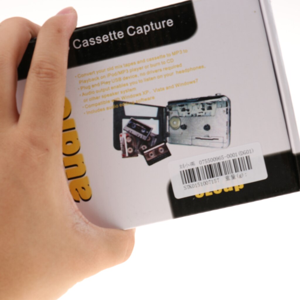 Portable Cassette Tape Recorder Player Capture Convert Box Compatible with Windows and MAC with Headphone USB Cable Black