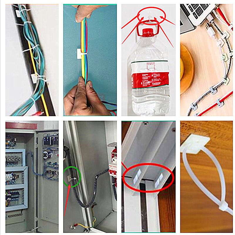 Soporte para cables de 25x25cm, 100 Uds., accesorios de cableado, organizador de cables, soporte para cables, sujeción de cables, Piec de posicionamiento