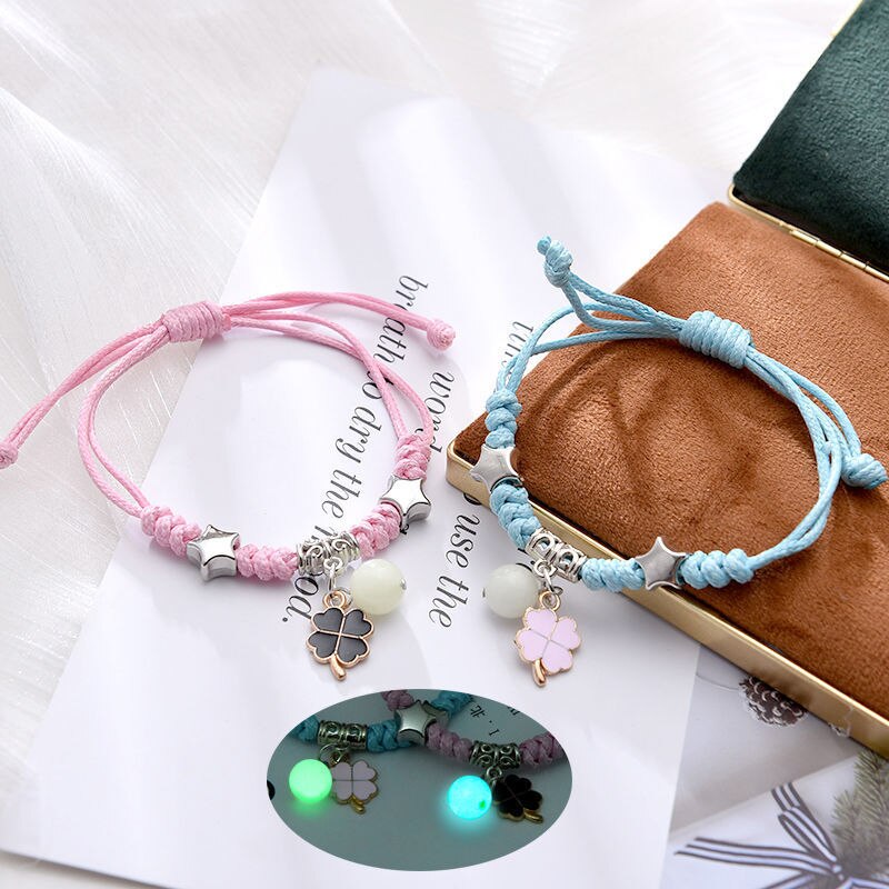 2 sztuk/zestaw luminous para bransoletka cute cartoon charm biżuteria regulowane elastyczne liny bransoletka panie i męskie prezenty dla zakochanych: 11