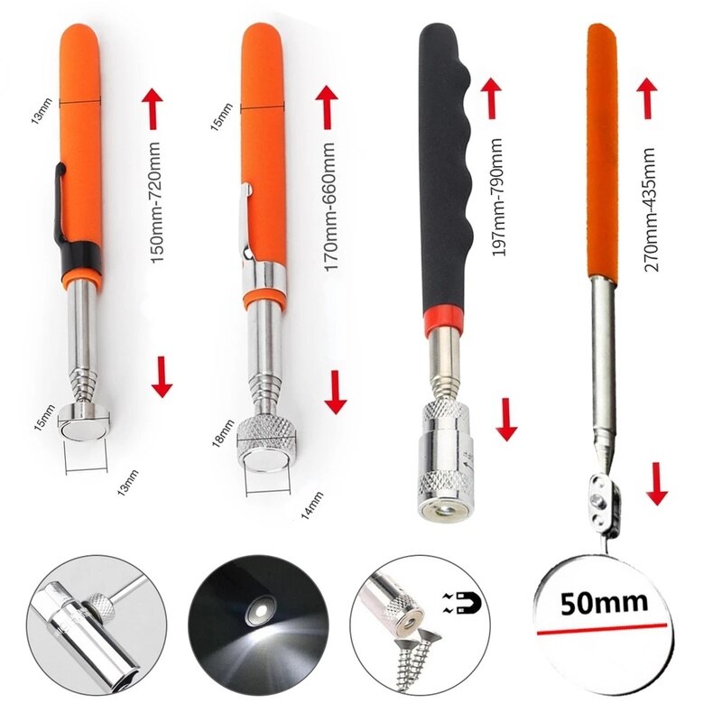 1pcs Mini Portable Telescopic Magnetic Magnet Pen Handy Tool Capacity For Picking Up Nut and Bolt Extendable Pickup Rod Stick