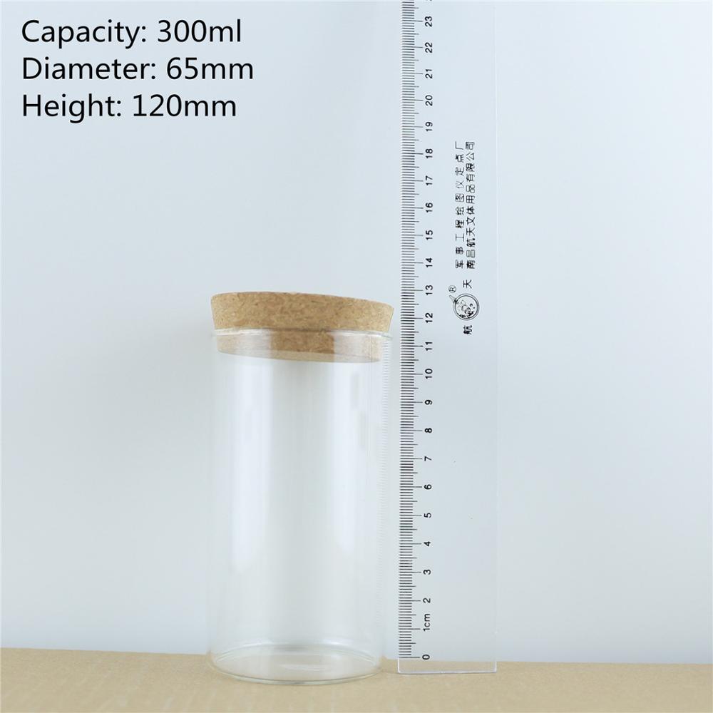4 Stks/partij Dikke Glazen Fles 65Mm Kurk Spice Flessen Container Potten Flesjes Diy Craft Keuken Opslag Flessen: 300ml
