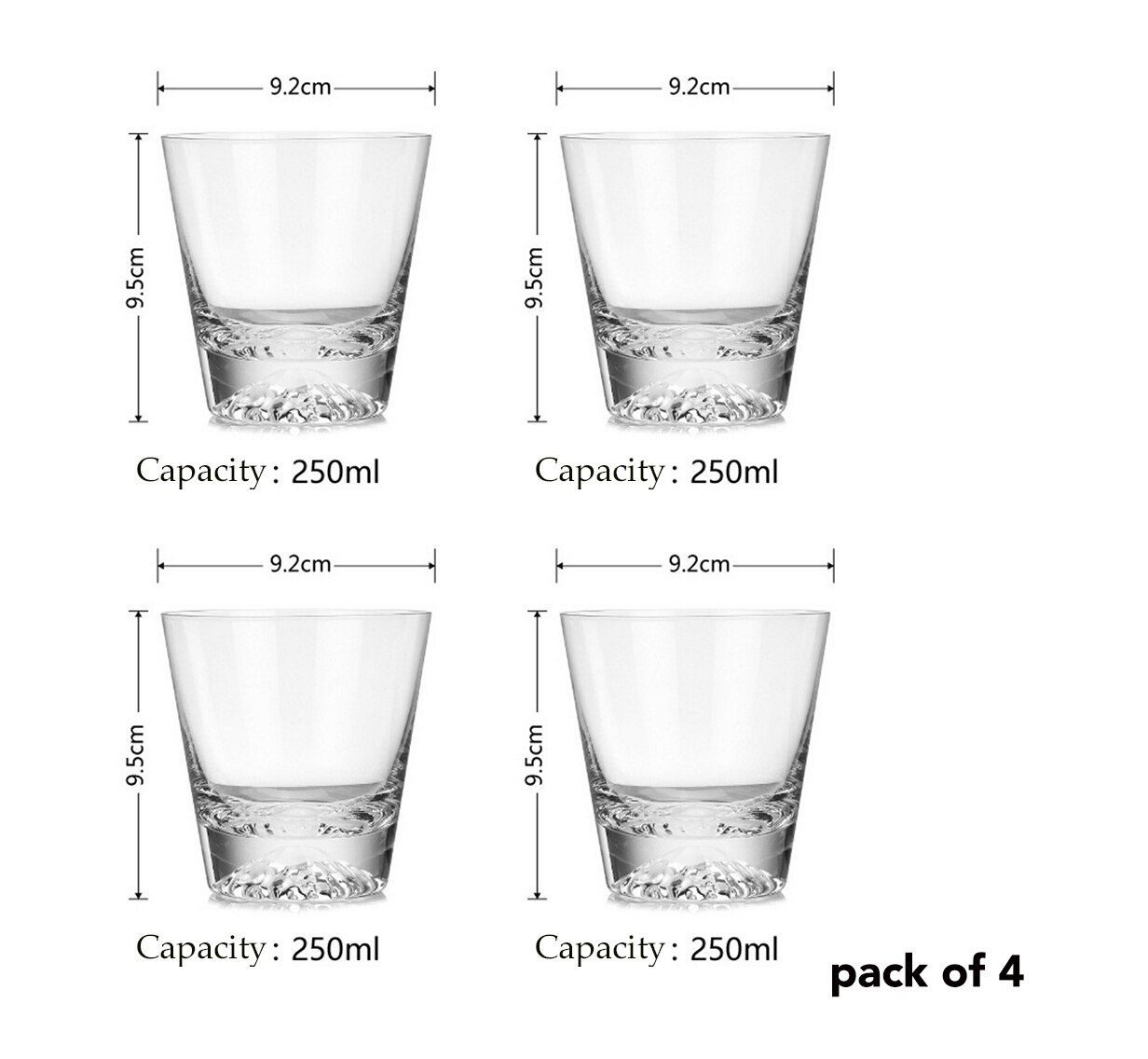 4 stk mountain rocks glass whisky glass collins glass håndblåst gammeldags drikkeglass sett  of 4: 250ml pakke  of 4