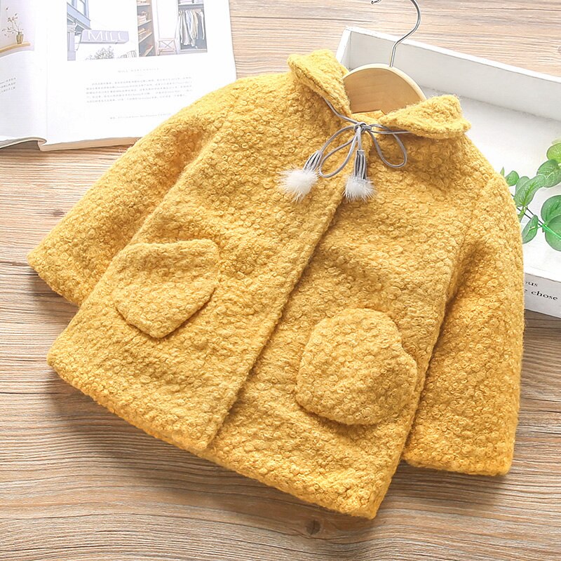 Girl's cotton-padded coat thick: Yellow / 3T