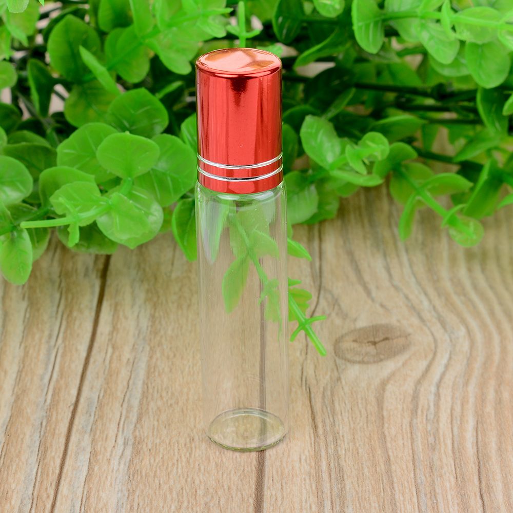 10ML Portable Essential Oil Roll-on Glass Perfume Bottle Women Lady Travel Clear Roller Refillable Bottle Containe: Red