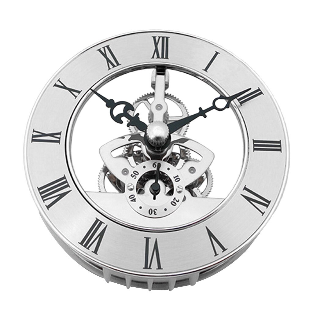 Hollow Skeleton Quartz Clock Movement Insert, with Roman Numeral DIY Craft, Clear: Silver 86x24mm
