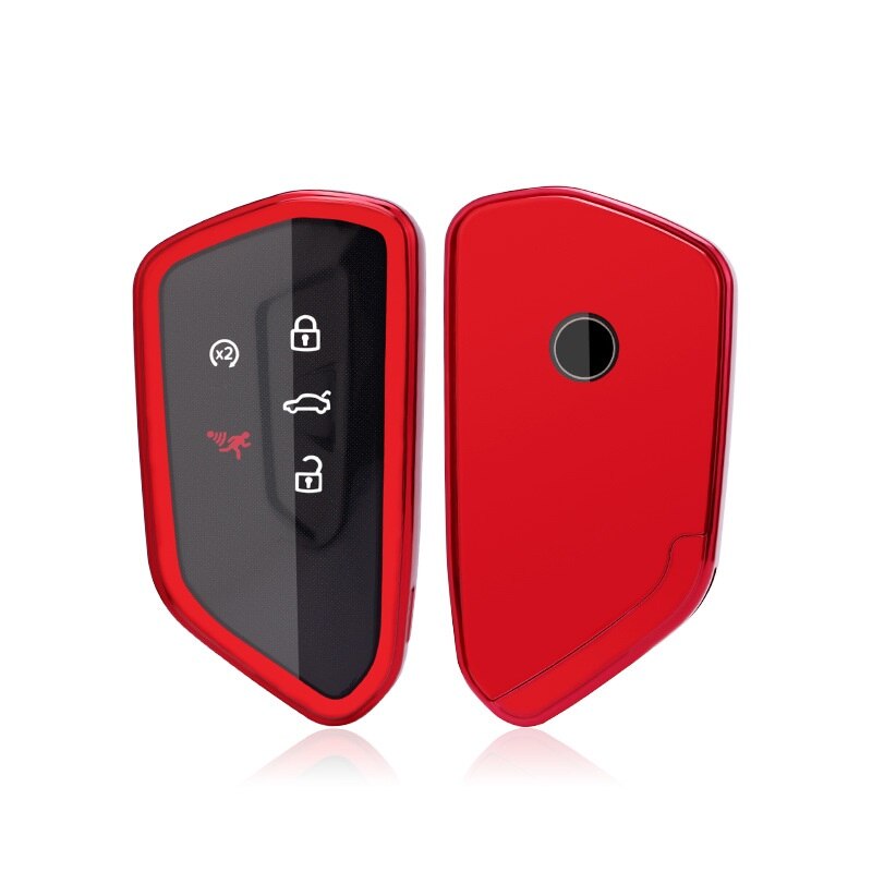 TPU Full Protect Key Cover Key Case For VW Volkswagen Golf 8 Mk8 Skoda Octvia 3/4/5Buttons Remote Protector: Red