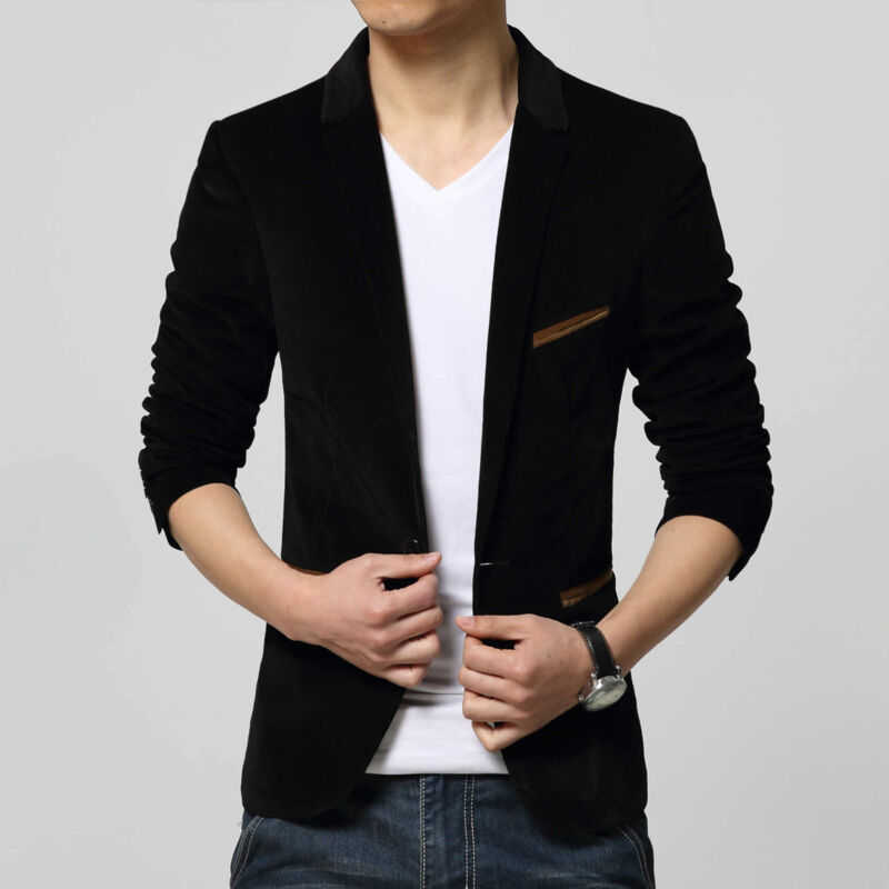 Fløyel menns formell dress blazer frakk business casual en knapp slim fit jakke topper
