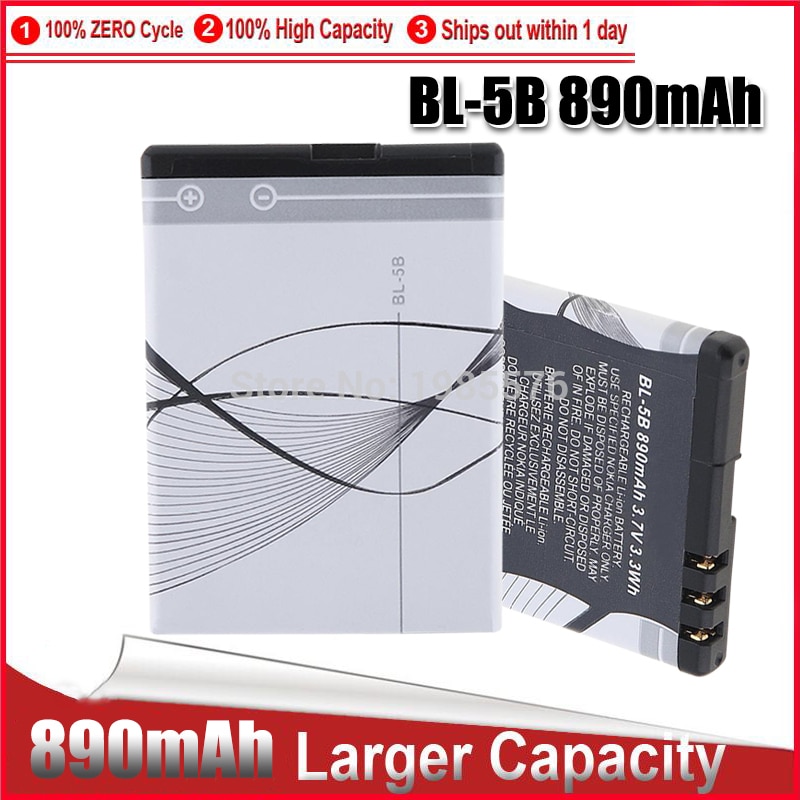 890Mah BL-5B Bl 5B Hoge Capaciteit Batterij Voor Nokia 3220 3230 5140 5140i 5200 5300 5500 6020 6021 6060 N83 N90 BL-5B Batterij