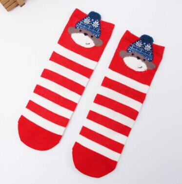 Chaussettes de noël, 1 paire, pour enfants, filles et garçons, chaussettes de noël, automne, éponge rayée, flocon de neige, élan, ours noël: 8