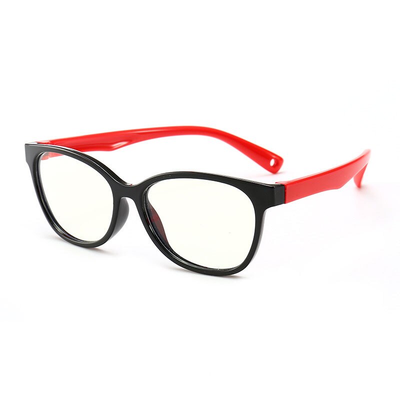 Ramme til optiske briller til børn drengepiger nærsynethed brillerammer med 0 graders linser glatte punkter børn unisex  f8142: Sort-rød