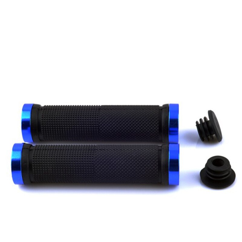 Convenient Durable 1 Pair Double Lock On Locking Mountain BMX Bike Bicycle Cycling Handle Bar Grips#259747: Blue