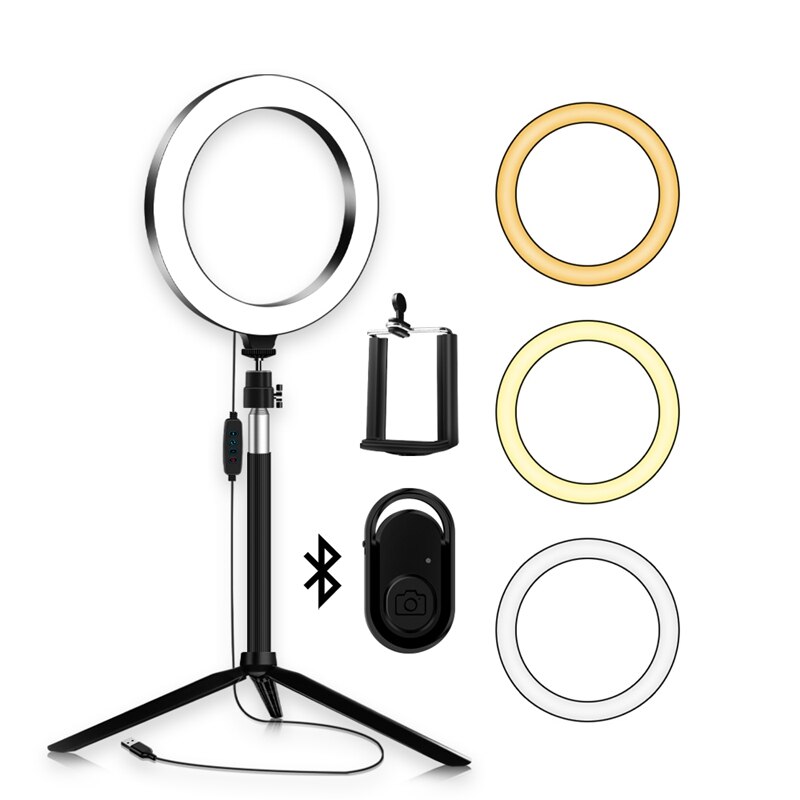 Led studio ringlamp foto videolamp dimbaar statief selfie camera telefoon