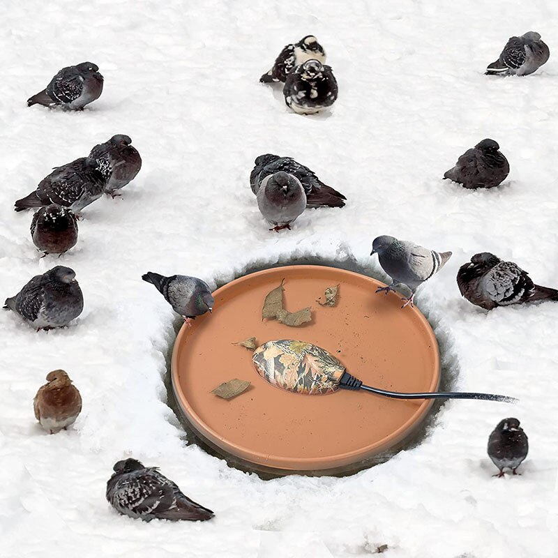 USB Bird Bath De-icer Heater Automatic Thermostatically Controlled Birdbath Deicer Water Heater for Garden Lawn Patio NOV99