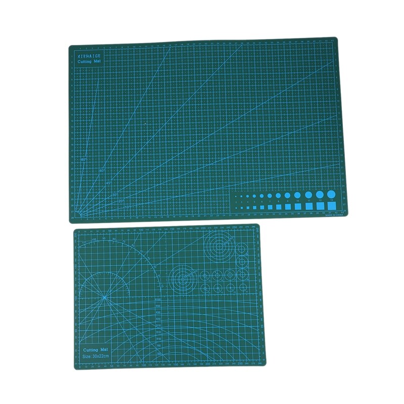 2Pcs A3/A4 PVC Rectangle Grid Lines Cutting Mat Tool Double-Sided Cutting Pad Metric/Imperial for Paper Card Fabric Crafts (45cm