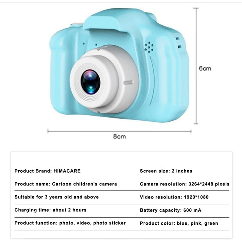 Portable Digital Children Cartoon Mini Camera 2.0 Inches Screen Photo Video Child kamera Educational Christmas For Kids