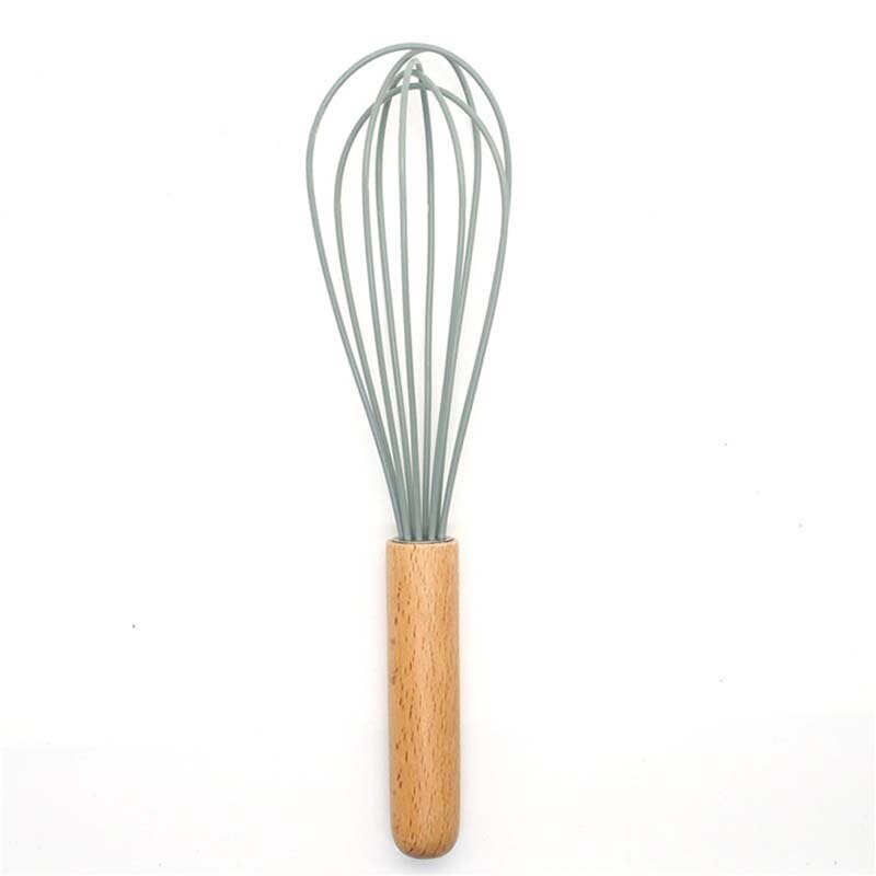 Wooden Handle Silicone Kitchenware Set Non-stick Cookware Cooking Spoon Frying Spatula Colander Kitchen Accessories Baking Tools: Whisk